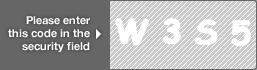 captcha code for visual authentication  letter W number 3 letter S number 5