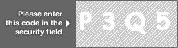 captcha code for visual authentication  letter P number 3 letter Q number 5
