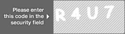 captcha code for visual authentication  letter R number 4 letter U number 7