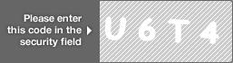 captcha code for visual authentication  letter U number 6 letter T number 4